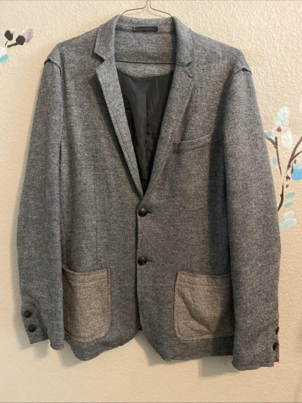 Jack & Jones Twist Blazer Premium Wool Slub Patchwork  Streetwear L  EU 54